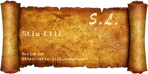 Stix Lili névjegykártya